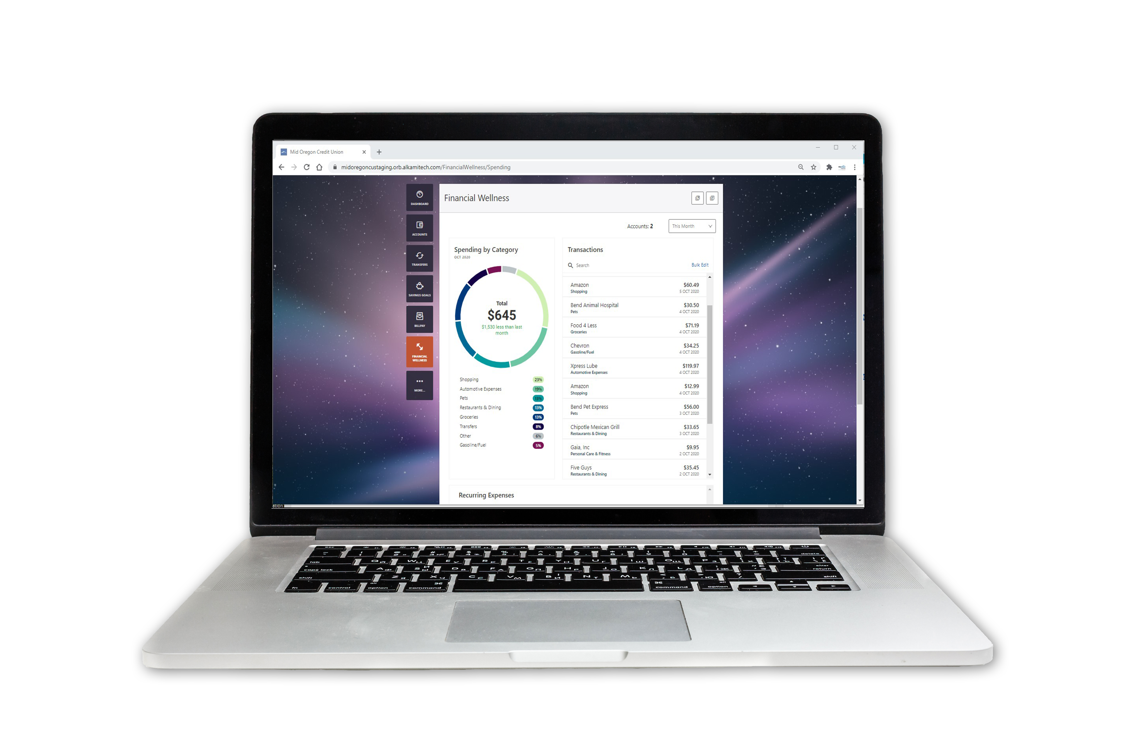 laptop with Financial Wellness spending analysis