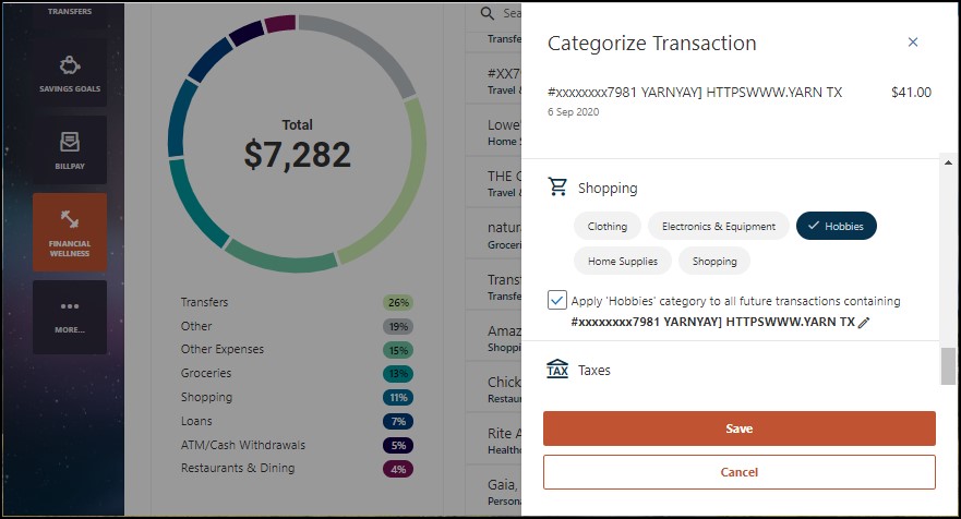 recategorizing a transaction