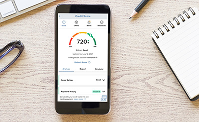 Credit Savvy widget on a mobile device