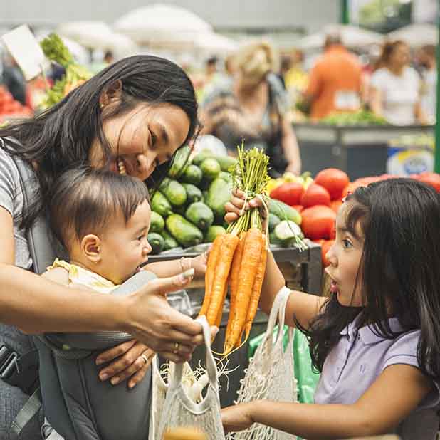 Family shopping for produce VISA Card Page